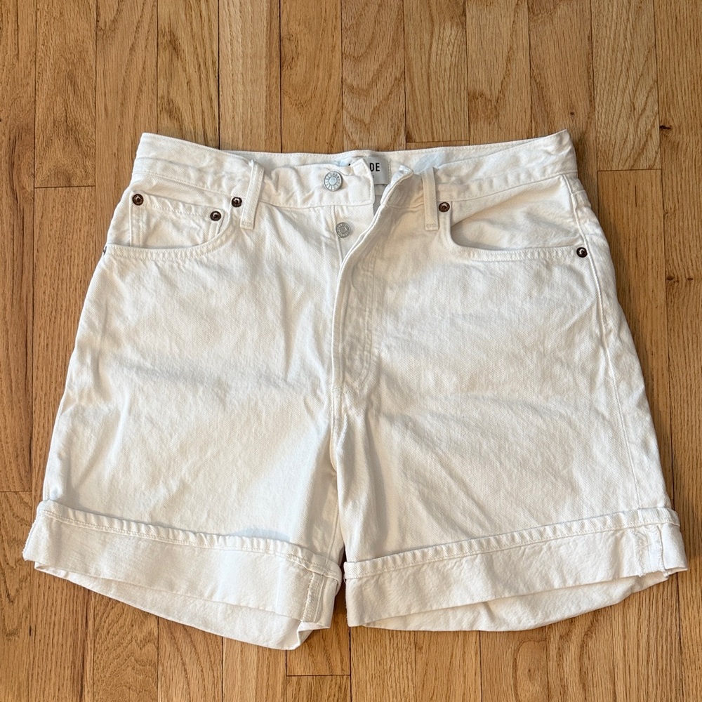 Agolde cream Women's Denim Roll-Hem Shorts